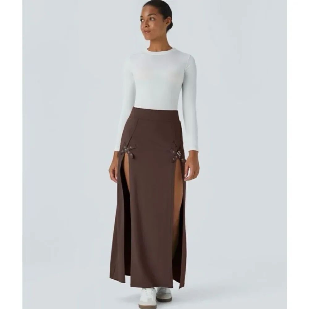 Brand New - Halara Women’s XS High Waisted Decorative Buckle 2-in-1 Maxi Casual